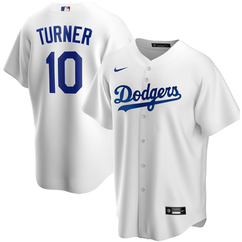 2020 MLB Men Los Angeles Dodgers Justin Turner Nike White Home 2020 Replica Player Jersey 1->los angeles dodgers->MLB Jersey